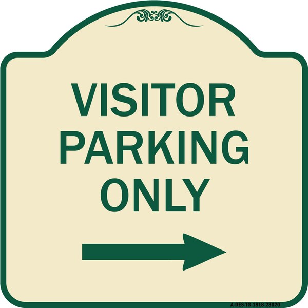 Reserved Parking Visitor Parking W/ Right Arrow Heavy-Gauge Aluminum Sign, 18" x 18", TG-1818-23020